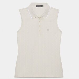 NWT GFORE Women’s Polkadot Jacquard Pleated Collar Sleeveless Polo - Large